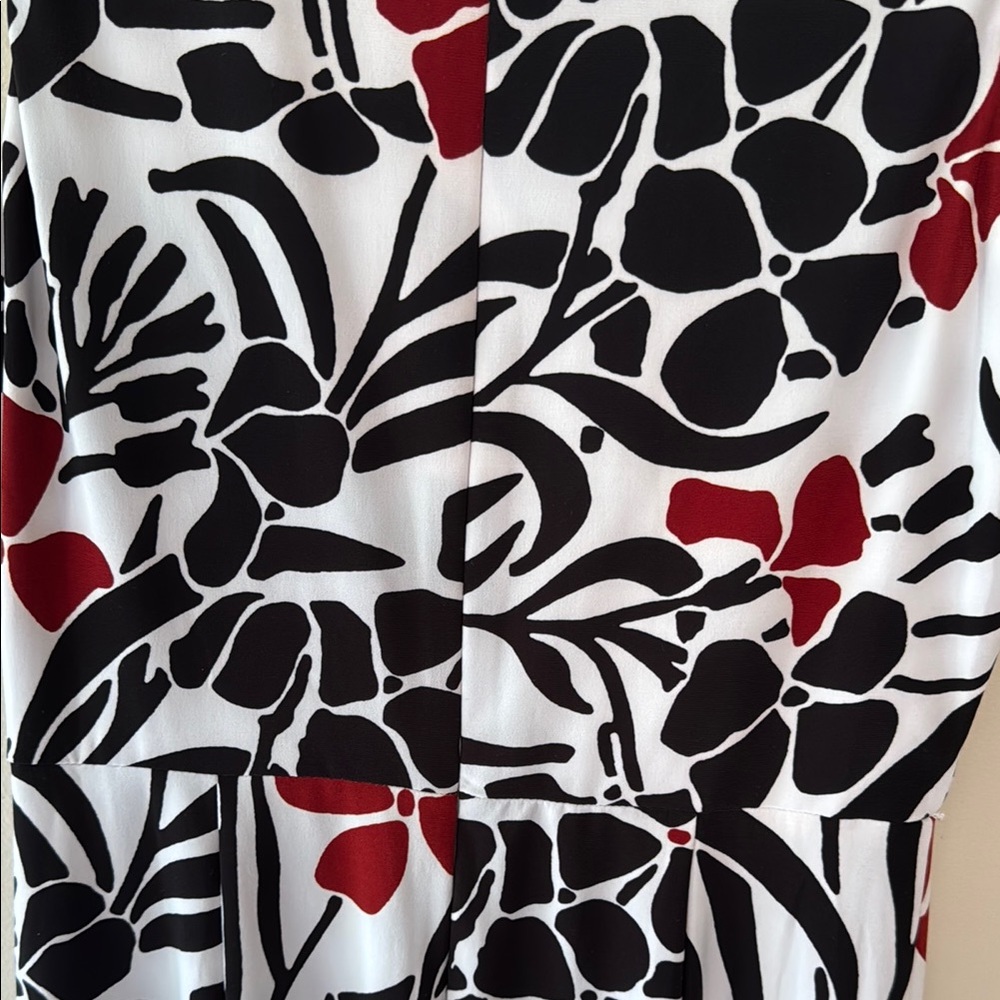 Jones Studio Floral Sleeveless Dress - Black, White, and Maroon - Picture 4 of 14